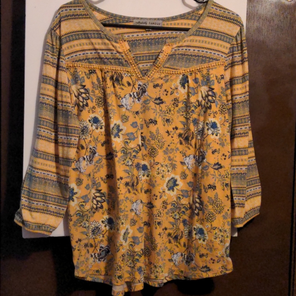 Women's Strips and Floral Knit Top